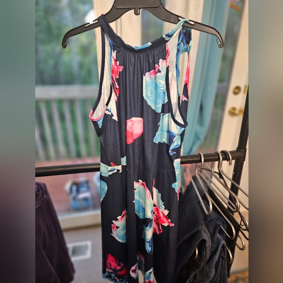 Colorful Blue Halter Dress - Picture 2 of 6